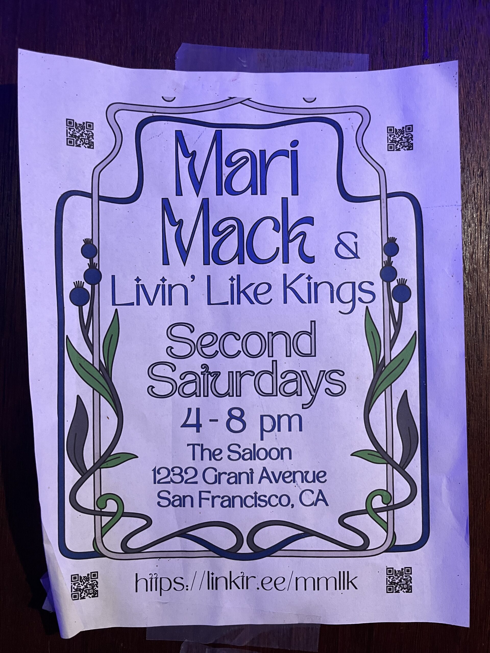 Mari Mack & Livin’ Like Kings Second Saturdays 4-8pm